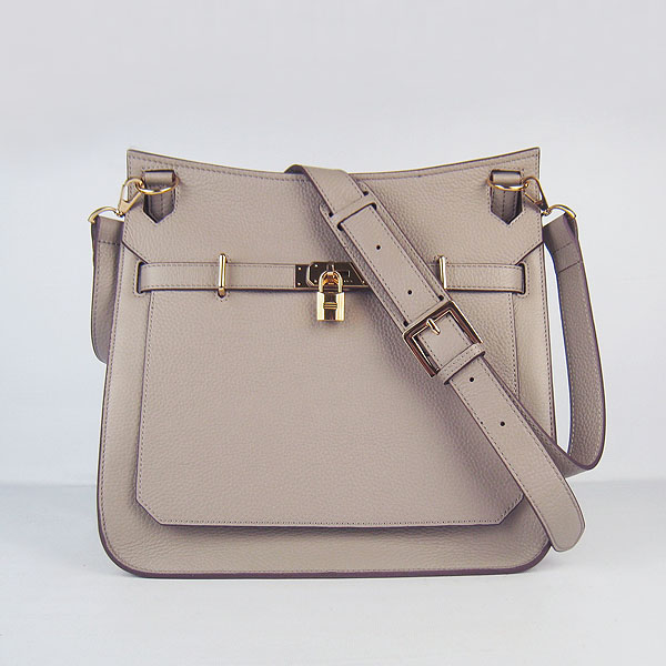 Replica Hermes Jypsiere Fjord Leather Messenger Bag Grey H6508 - 1:1 Copy